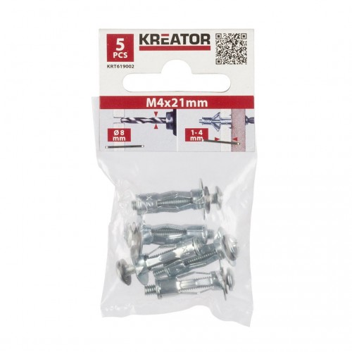 KRT619002 Anclaje para paredes huecas 5pcs 4x21mm