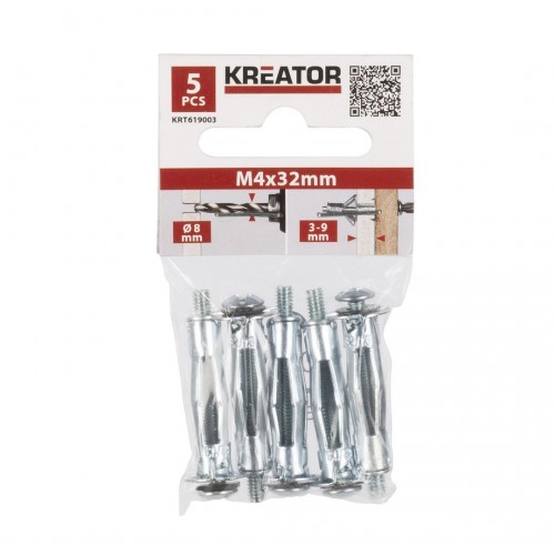 KRT619003 Anclaje para paredes huecas 5pcs 4x32mm