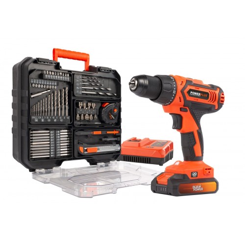 POWDP15300 Taladro atornillador 20V - incl. batería 20V 2.0Ah y cargador - 78 acc.