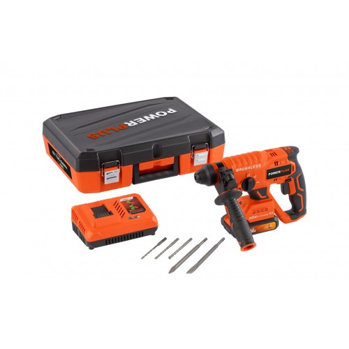 POWDP15640 Martillo percutor set 20V- incl. batería 20V 2.0Ah y cargador - 5 acc.