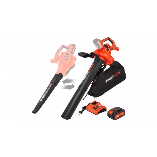 POWDPGSET35 Aspirador/soplador de hojas sin cepillos 40V - incl. batería 2x20V 2.5Ah y cargador - guantes