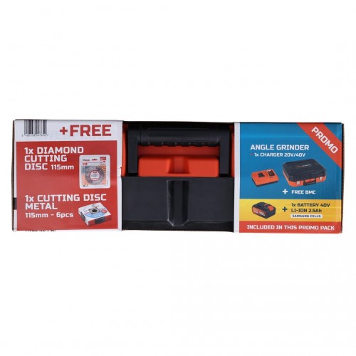 POWDPSET30 Amoladora angular 20V Ø 115mm - incl. batería 2x20V 5.0/2.5Ah y cargador - 2 acc.