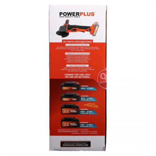 POWDPSET30 Amoladora angular 20V Ø 115mm - incl. batería 2x20V 5.0/2.5Ah y cargador - 2 acc.