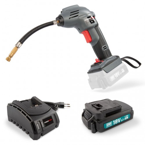 POWEBACS1 Bomba de aire 18V - incl. batería 18V 1.5Ah y cargador - 3 acc.