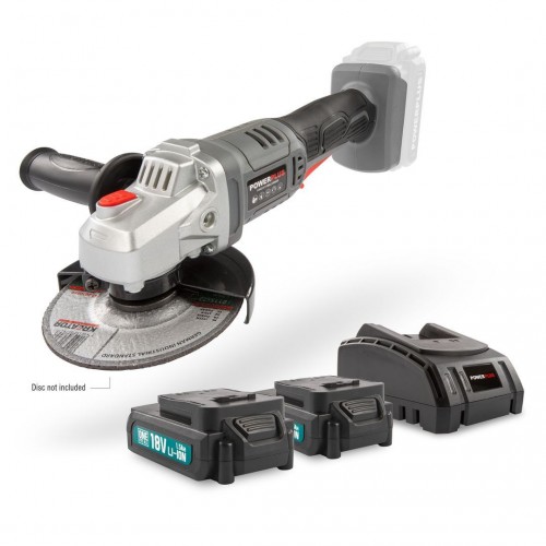 POWEBAGS2 Amoladora angular 18V - incl. 2 baterías 18V 1.5Ah y cargador - 3 acc.