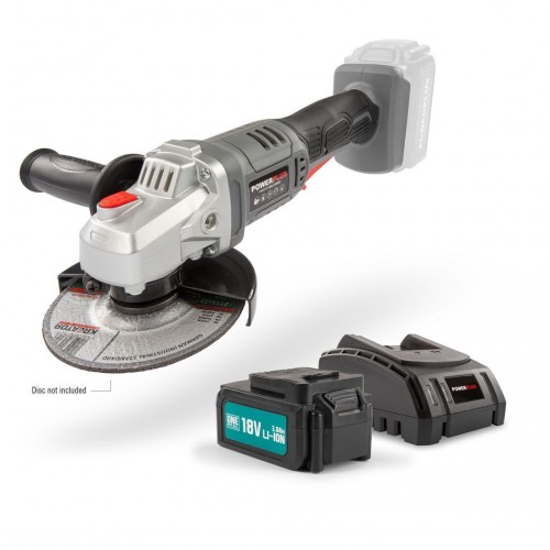 POWEBAGS3 Amoladora angular 18V - incl. batería 18V 3.0Ah y cargador - 3 acc.