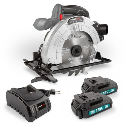 POWEBCSS2 Sierra Circular 18V Ø 165mm - incl. 2x baterías 18V 1.5Ah y cargador - 1 acc.