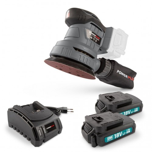POWEBESS2 Lijadora excéntrica 18V Ø 125mm - incl. 2 baterías 18V 1.5Ah y cargador - 1 acc.