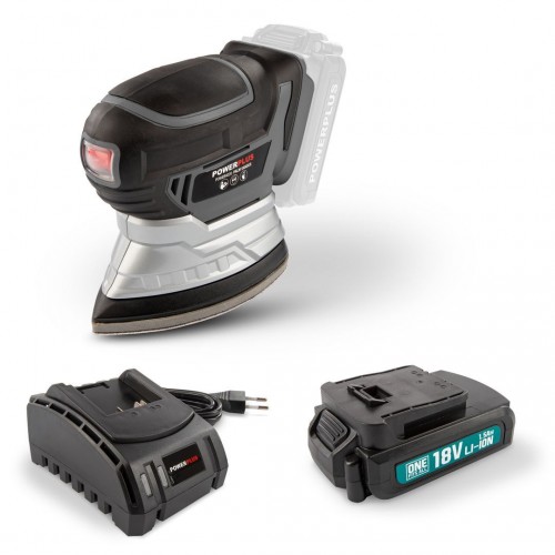 POWEBMSS1 Lijadora de mano 18V - incl. batería 18V 1.5Ah y cargador - 6 acc.