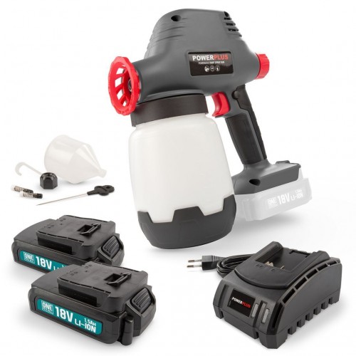 POWEBPSS2 Pistola de pintura 18V 1000ml - incl. 2 baterías 18V 1.5Ah y cargador