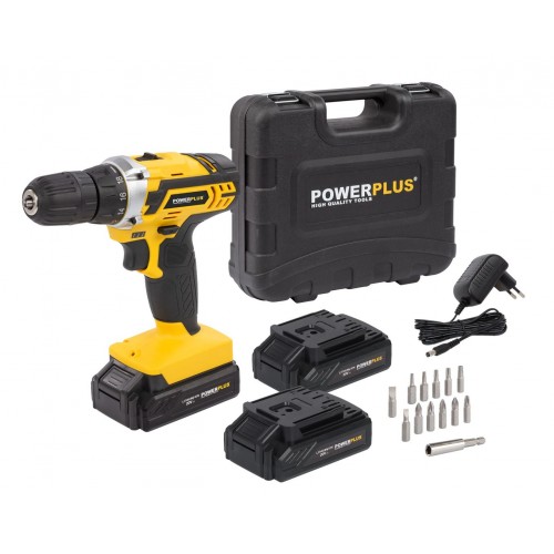 POWX00501 Taladro atornillador 20V - incl. 3 baterías 20V 1.3Ah y cargador - 13 acc.