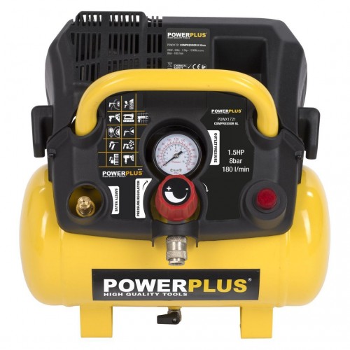 POWX1721 Compresor 1100W - 6l sin aceite1,5hp