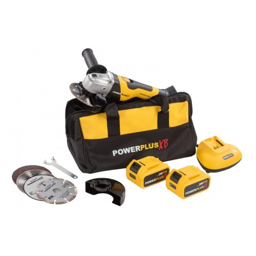 POWXB20030 Amoladora angular sin cepillos 20V Ø 115mm - incl. 2 baterías 20V 4.0Ah y cargador - 5 acc.