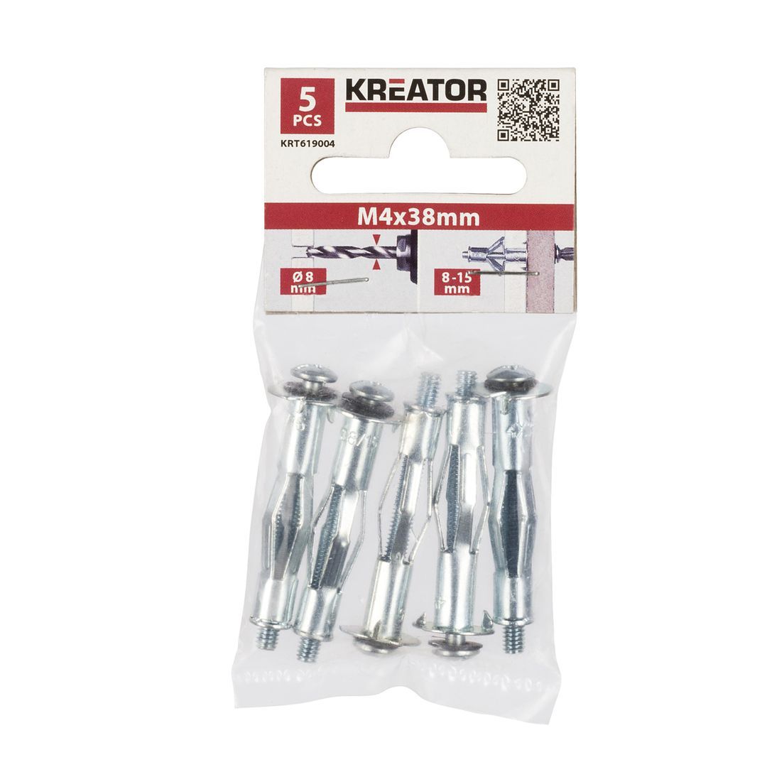 KRT619004 Anclaje para paredes huecas 5pcs 4x38mm
