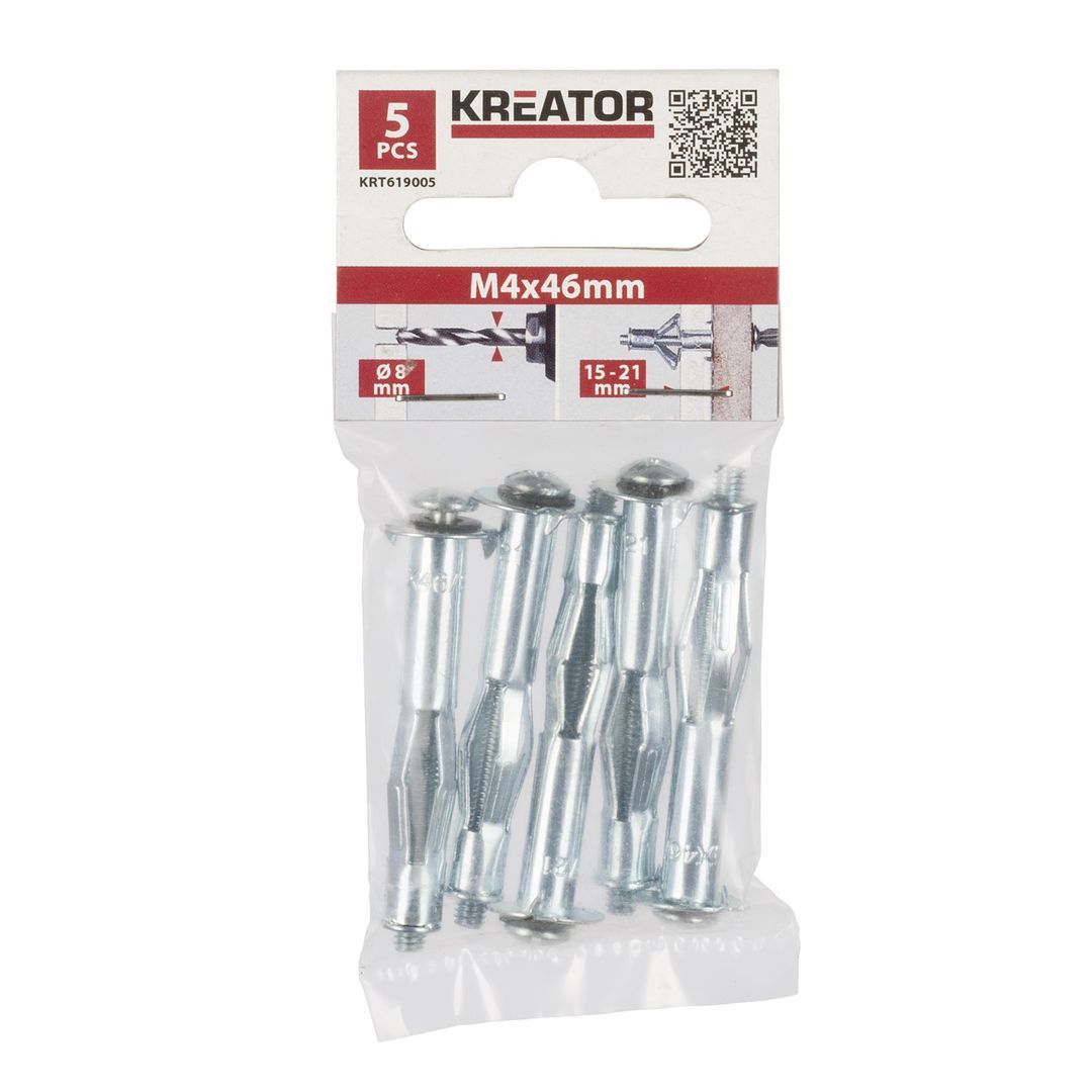 KRT619005 Anclaje para paredes huecas 5pcs 4x46mm