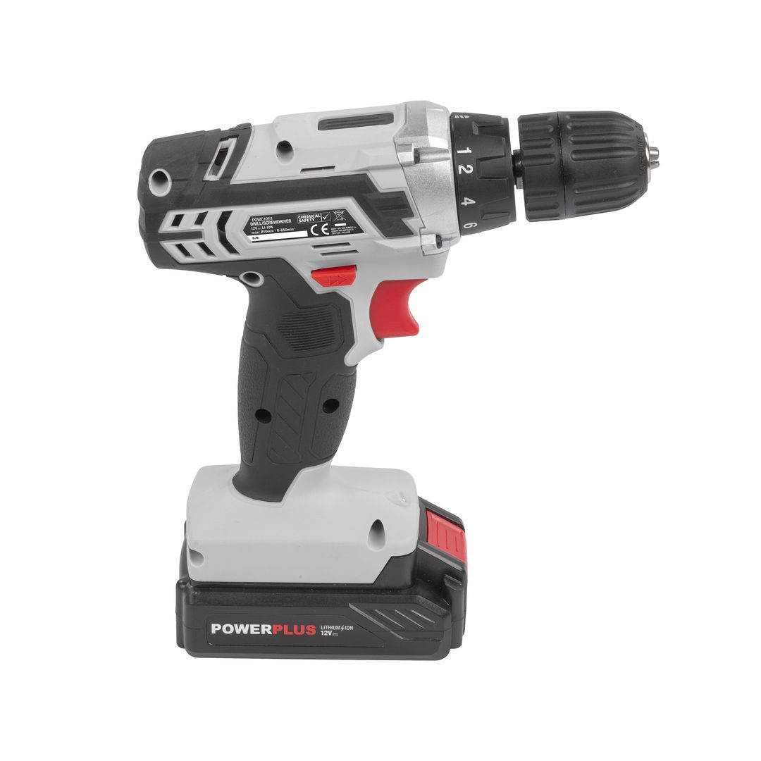 POWC1051 Taladro atornillador 12V - incl. batería 12V 1.3Ah y cargador - 1 acc.