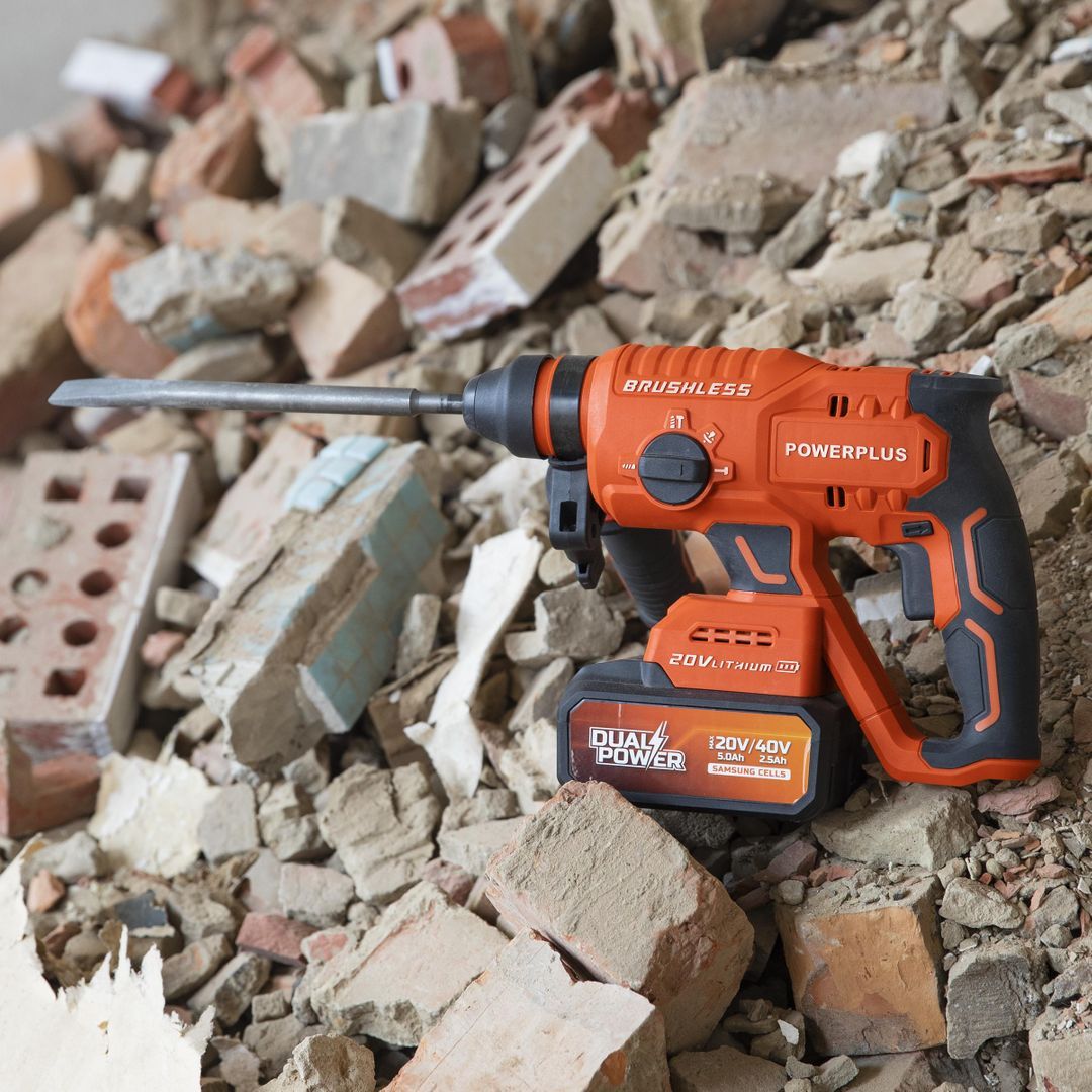 POWDP15630 Martillo percutor sin cepillos 20V - excl. batería y cargador - 5 acc.