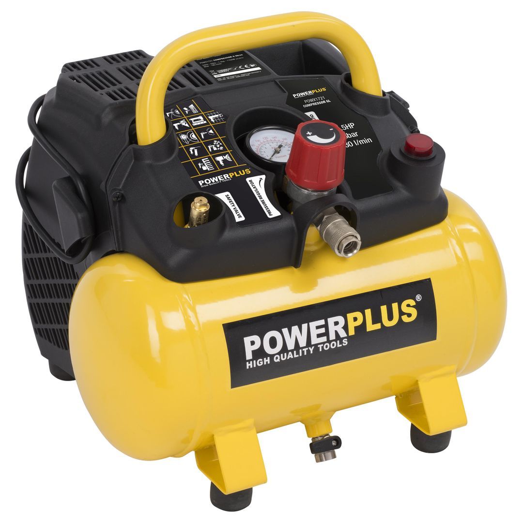 POWX1721 Compresor 1100W - 6l sin aceite1,5hp