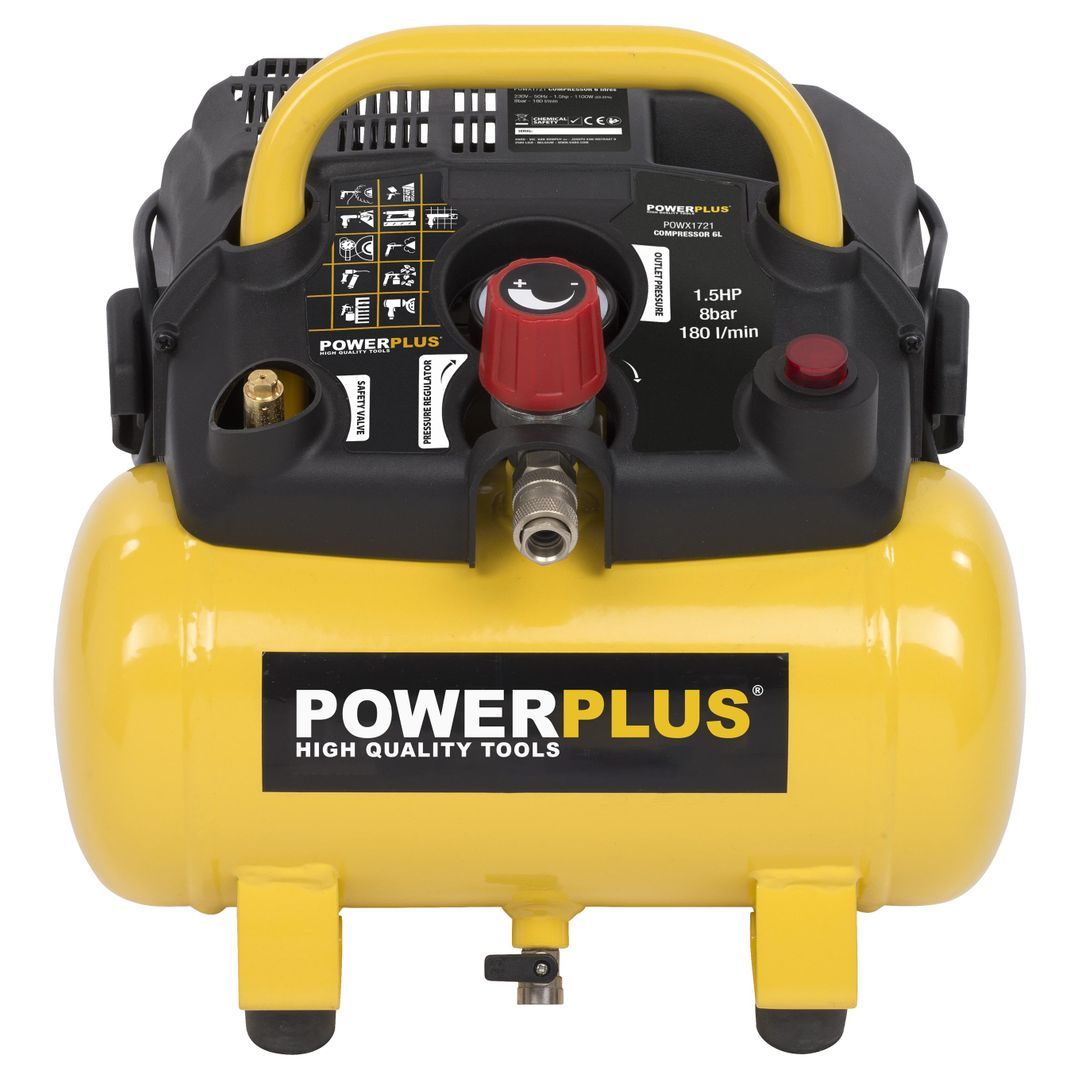 POWX1721 Compresor 1100W - 6l sin aceite1,5hp