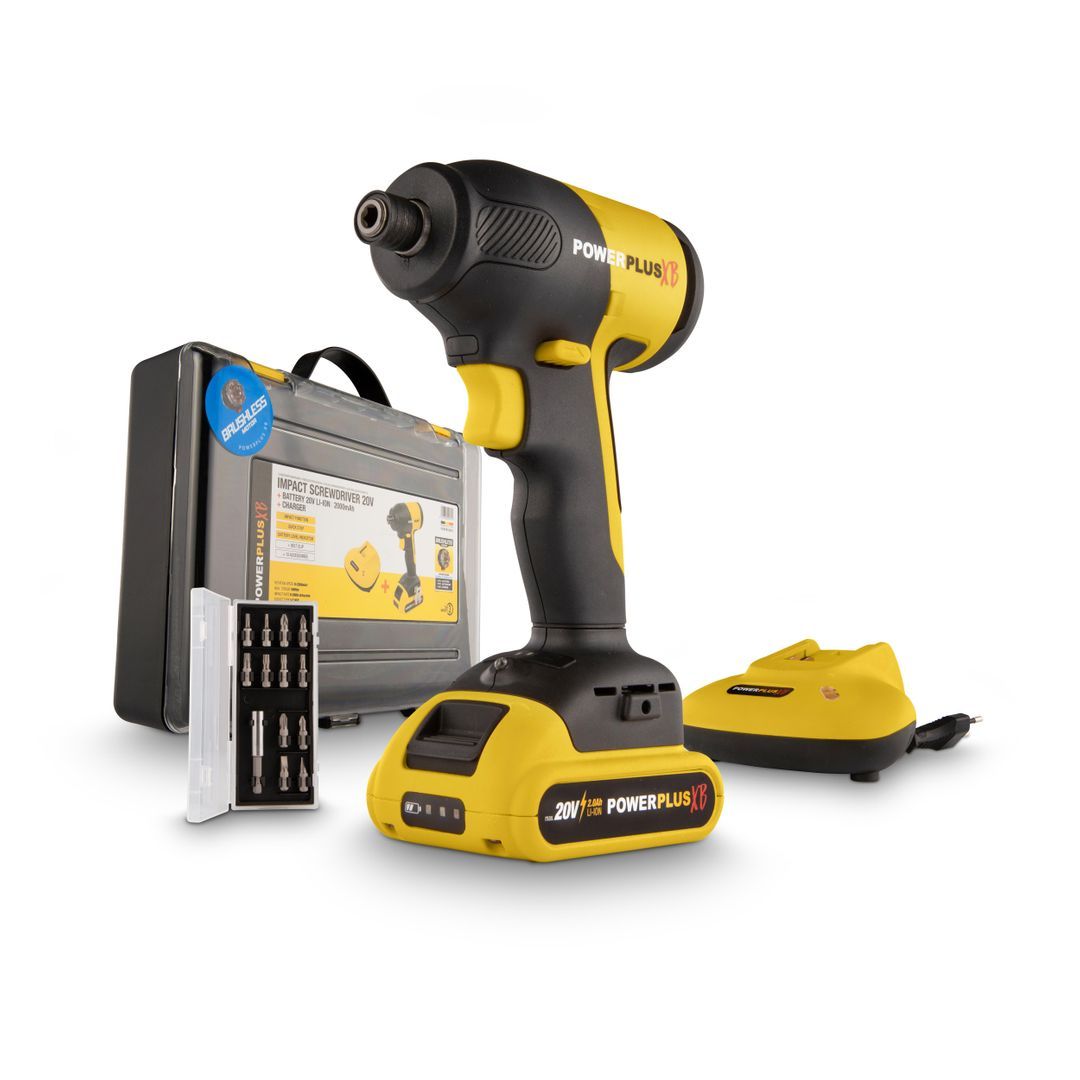 POWXB30020 Atornillador de impacto sin cepillos 20V 160Nm - incl. batería 20V 2.0Ah y cargador - 13 acc.