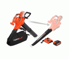 POWDPGSET35 Aspirador/soplador de hojas sin cepillos 40V - incl. batería 2x20V 2.5Ah y cargador - guantes