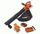POWDPGSET35 Aspirador/soplador de hojas sin cepillos 40V - incl. batería 2x20V 2.5Ah y cargador - guantes