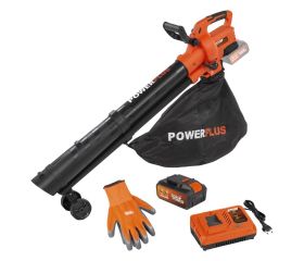 POWDPGSET35 Aspirador/soplador de hojas sin cepillos 40V - incl. batería 2x20V 2.5Ah y cargador - guantes