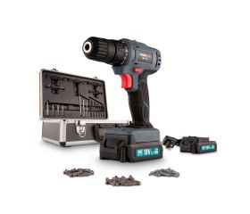 POWESET1 Set taladro/atornillador 18v li-ion 2batt + 153 ac