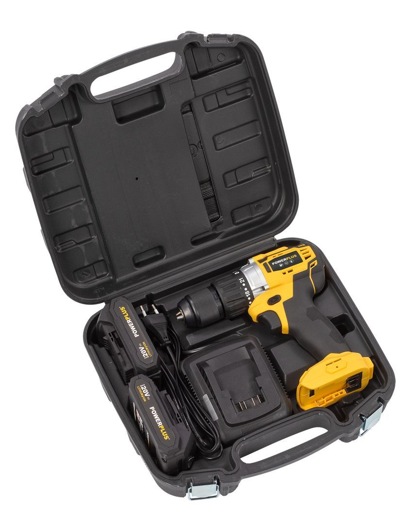 POWX00512 Destornillador - taladradora de impacto sin cepillos 20V 60Nm  - incl. 2 baterías 20V 2.0Ah y cargador