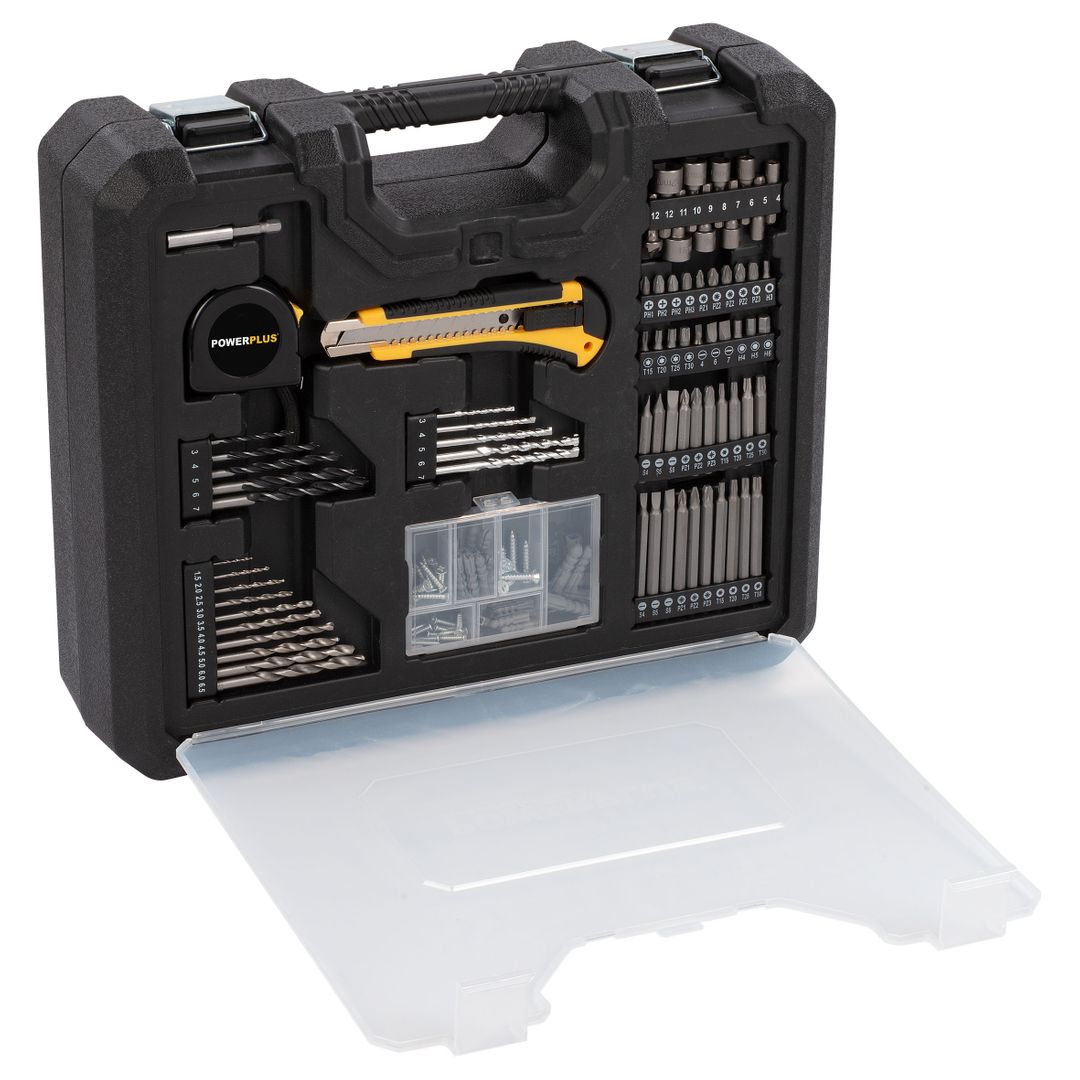 POWX00830 Taladro atornillador 20V - incl. 2 baterías 20V 1,3Ah y cargador - 134 acc.