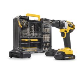 POWX00850 Destornillador - taladradora de impacto sin cepillos 20V 60Nm - incl. 2 baterías 20V 2.0Ah y cargador - 78 acc.