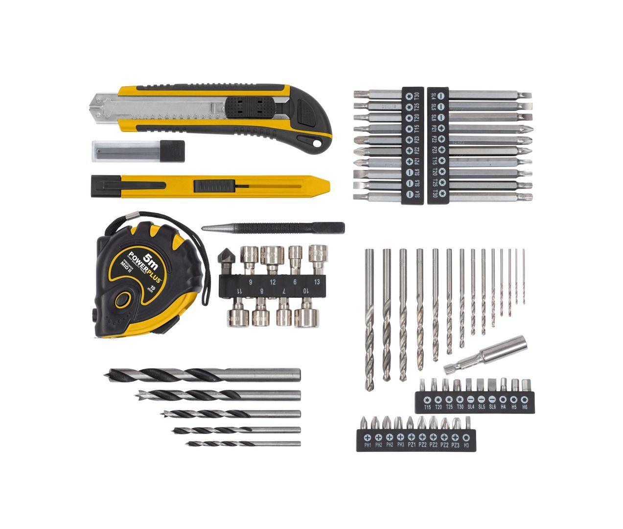 POWX00850 Destornillador - taladradora de impacto sin cepillos 20V 60Nm - incl. 2 baterías 20V 2.0Ah y cargador - 78 acc.