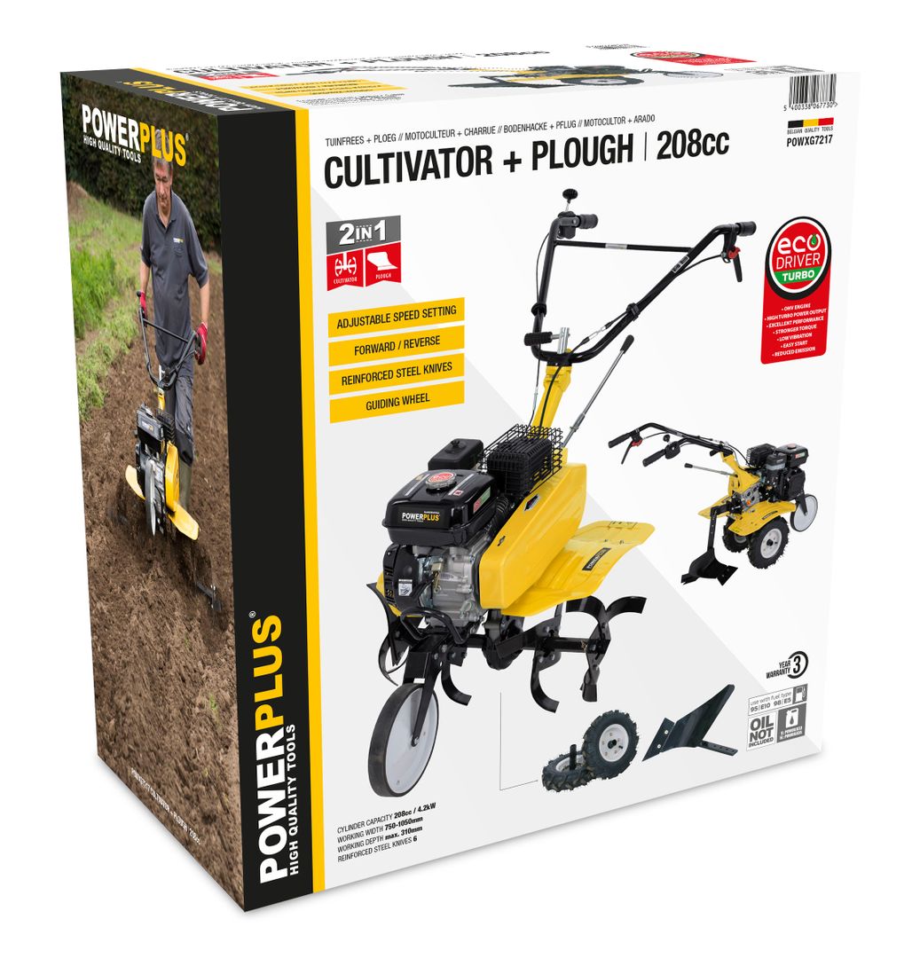 POWXG7217 Motocultor 208cc + arado