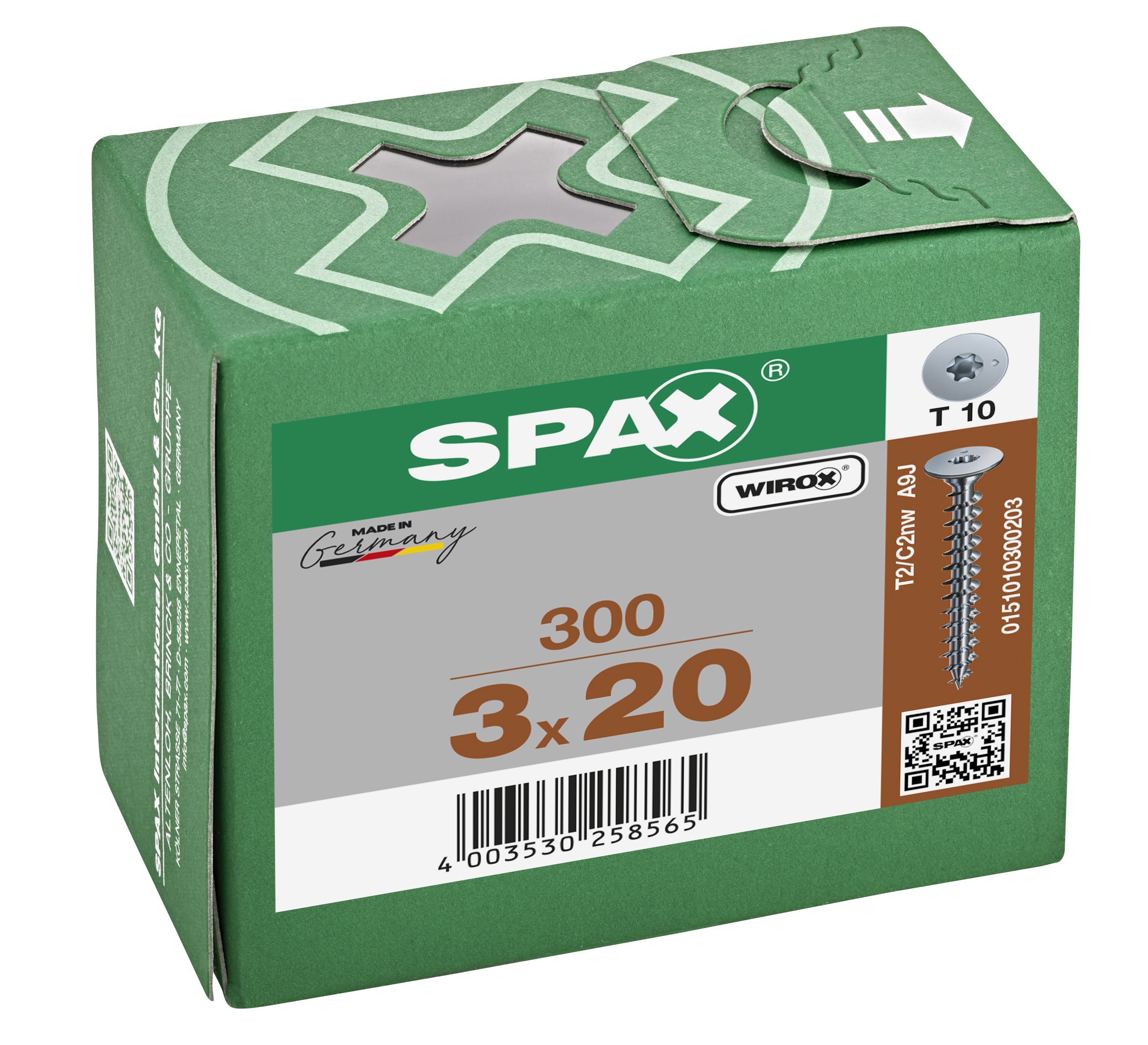 CABEZA DE UNIÓN SPAX SIN AVELLANADO T-STAR PLUS T10 ROSCA COMPLETA WIROX 300 UD.