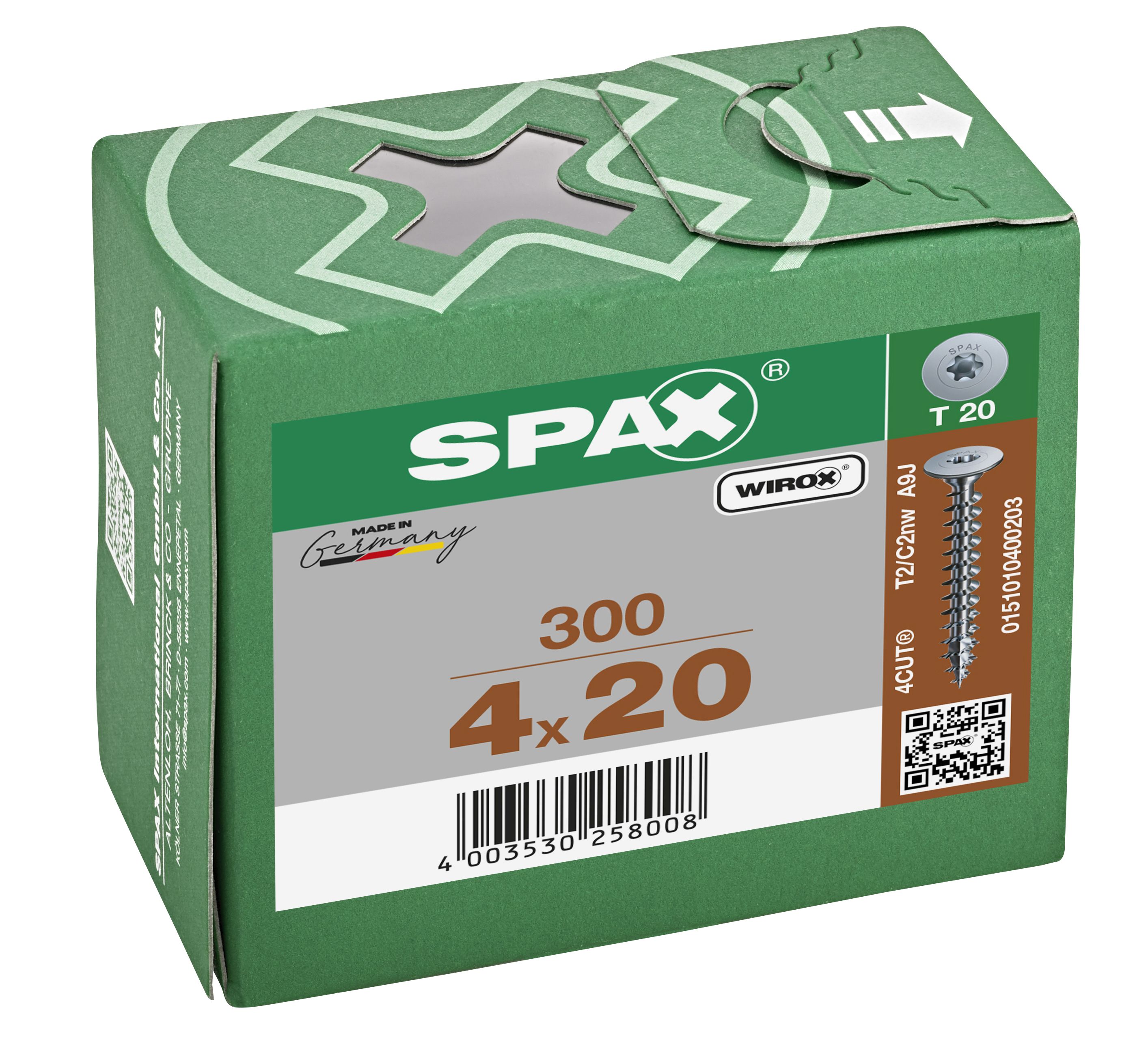CABEZA DE UNIÓN SPAX SIN AVELLANADO T-STAR PLUS T20 ROSCA COMPLETA WIROX 300 UD.