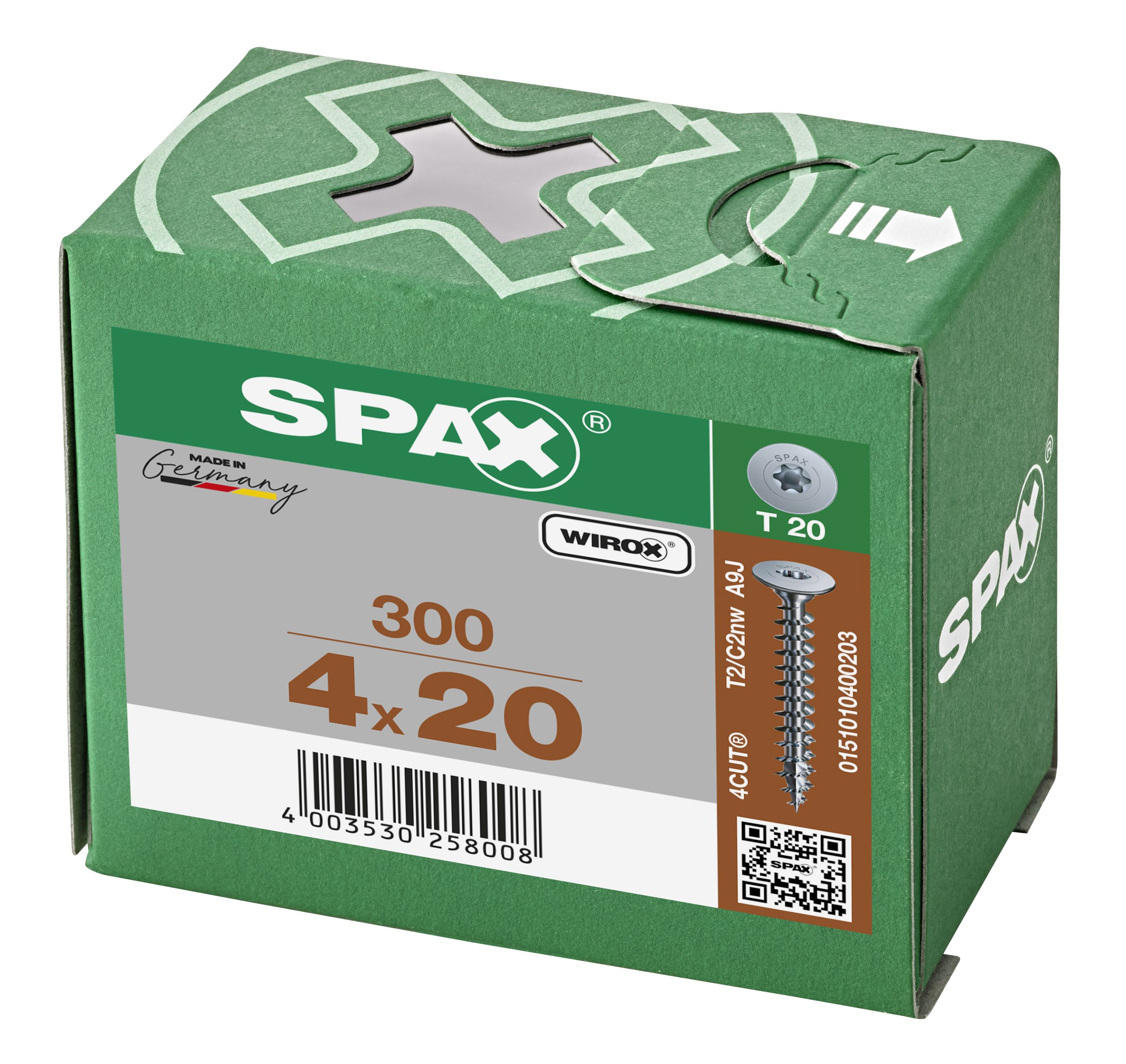 CABEZA DE UNIÓN SPAX SIN AVELLANADO T-STAR PLUS T20 ROSCA COMPLETA WIROX 300 UD.