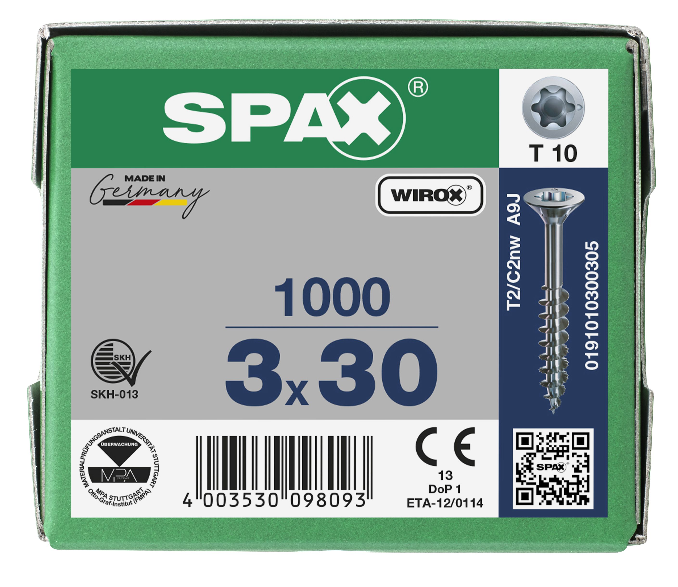 CABEZA PLANA SPAX-S NERVIOS DE FRENADO T-STAR PLUS T10 ROSCA PARCIAL WIROX 1000 UD.
