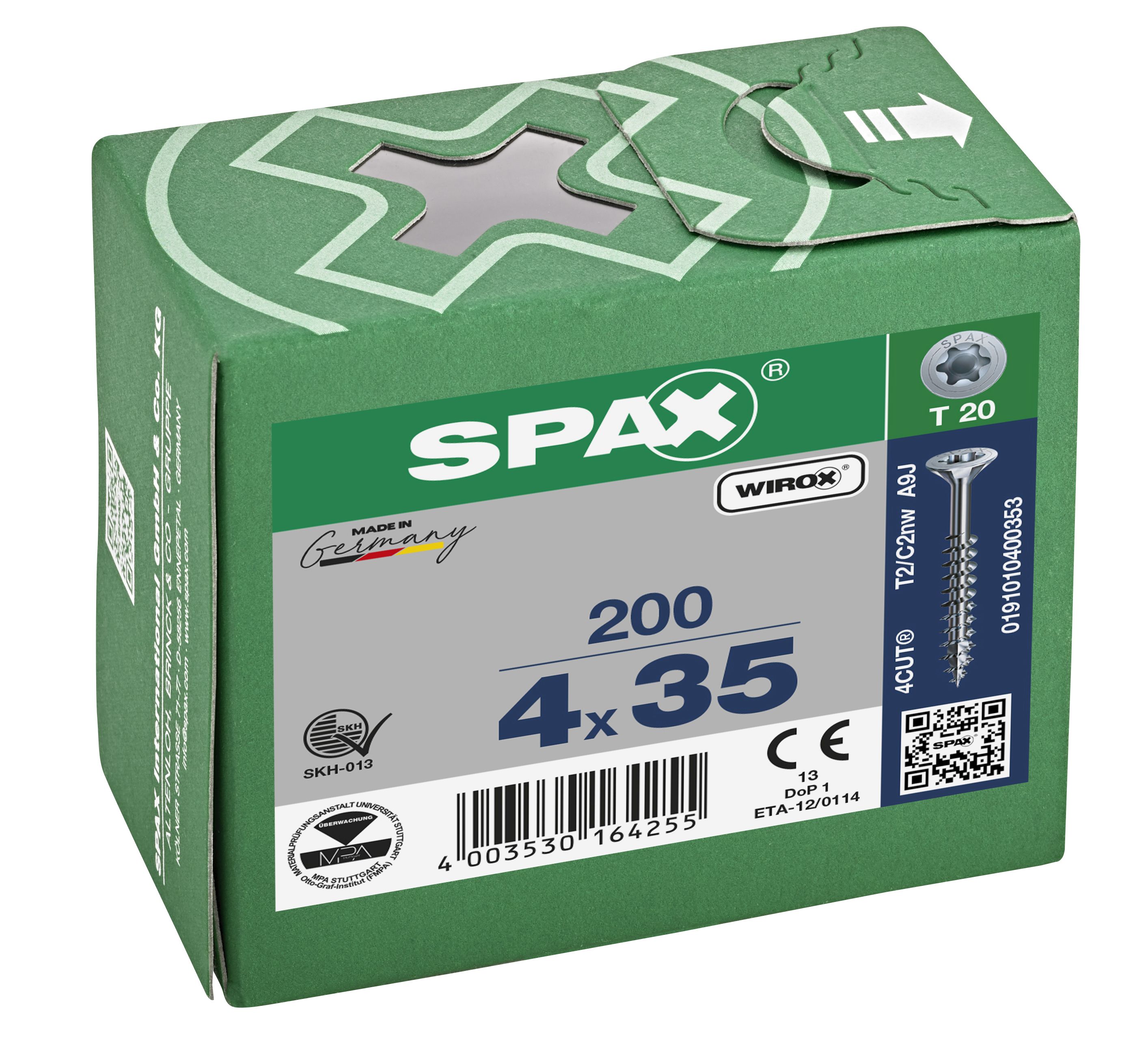 CABEZA MÚLTIPLE PLANA SPAX T-STAR PLUS T20 ROSCA PARCIAL WIROX 200 UD.