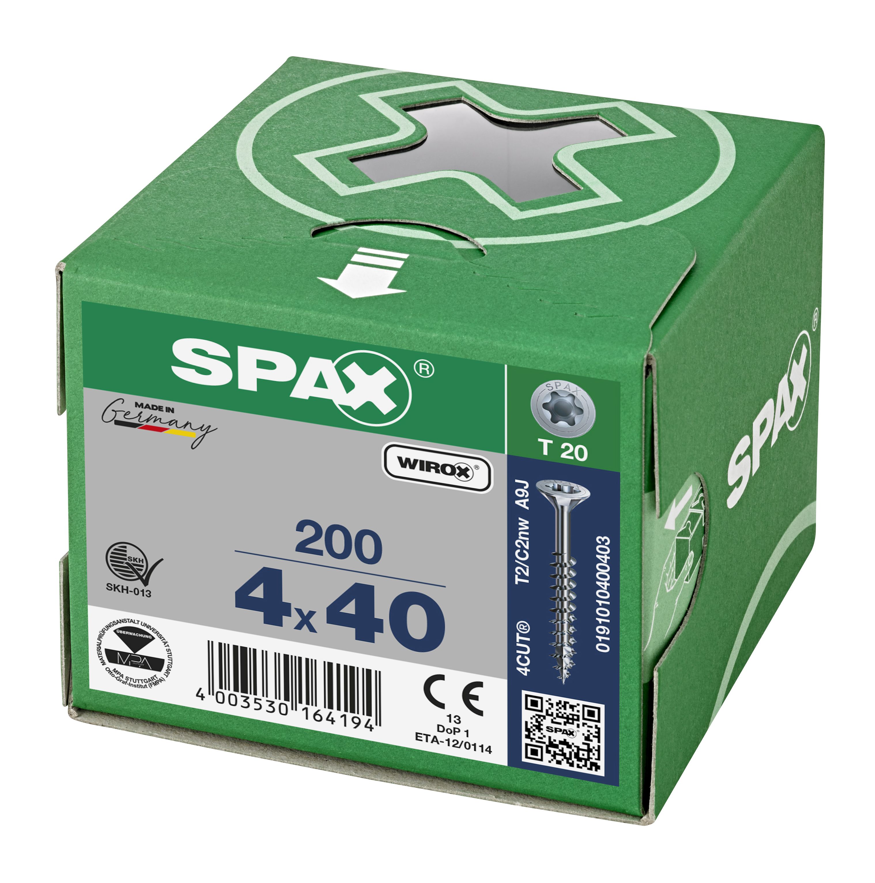 CABEZA MÚLTIPLE PLANA SPAX T-STAR PLUS T20 ROSCA PARCIAL WIROX 200 UD.