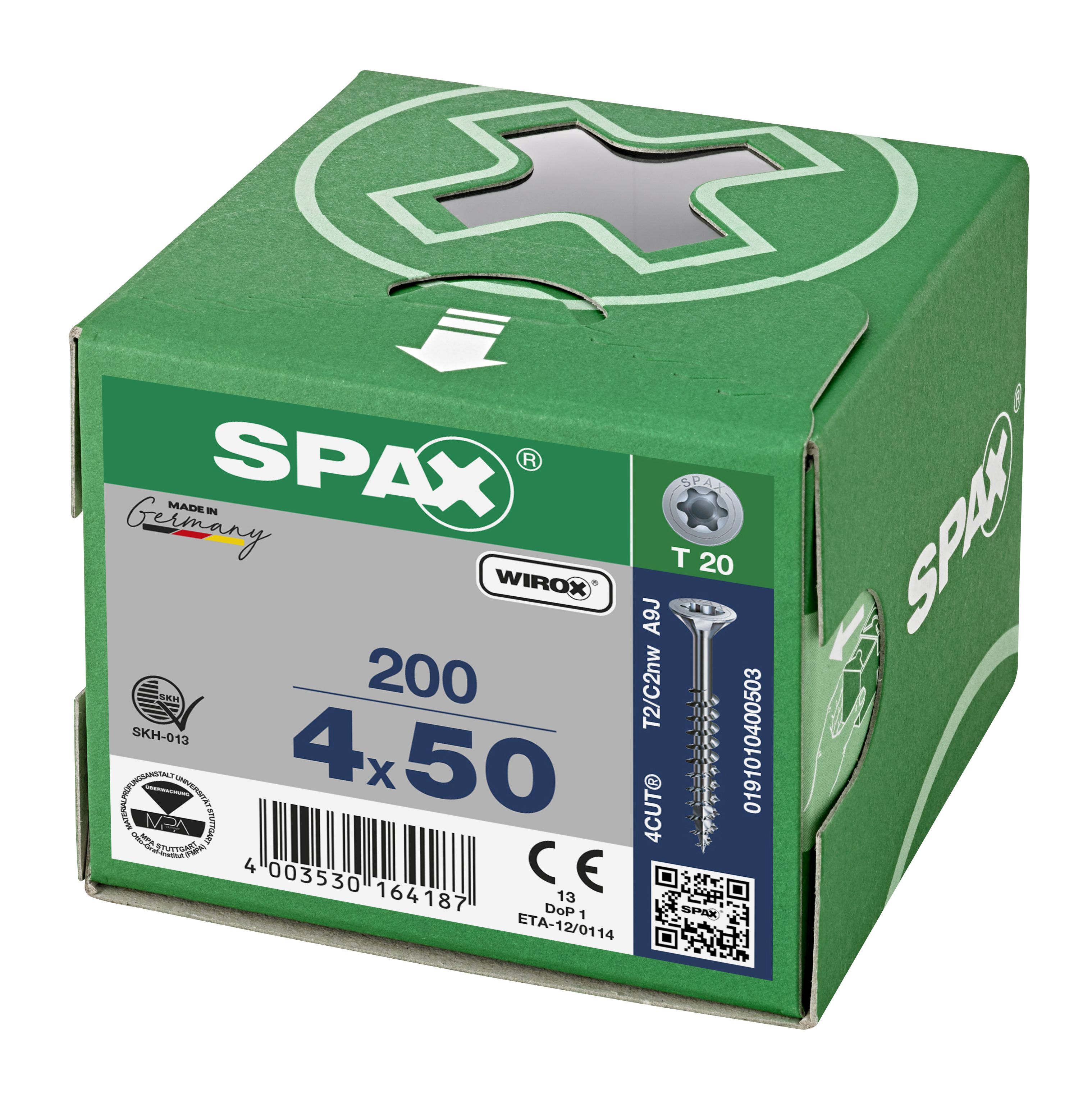 CABEZA MÚLTIPLE PLANA SPAX T-STAR PLUS T20 ROSCA PARCIAL WIROX 200 UD.