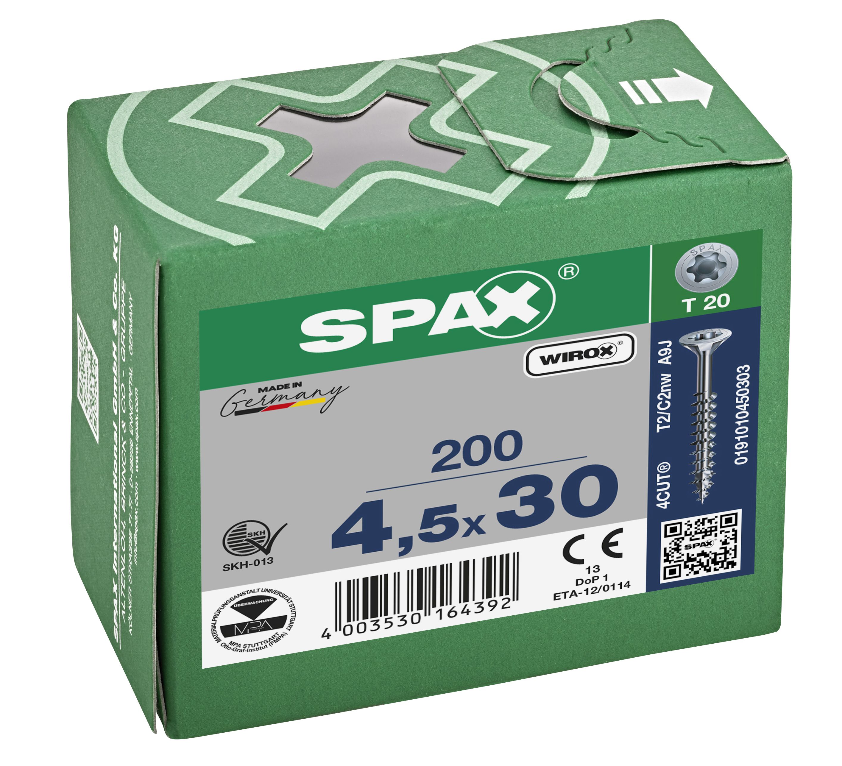 CABEZA MÚLTIPLE PLANA SPAX T-STAR PLUS T20 ROSCA PARCIAL WIROX 200 UD.