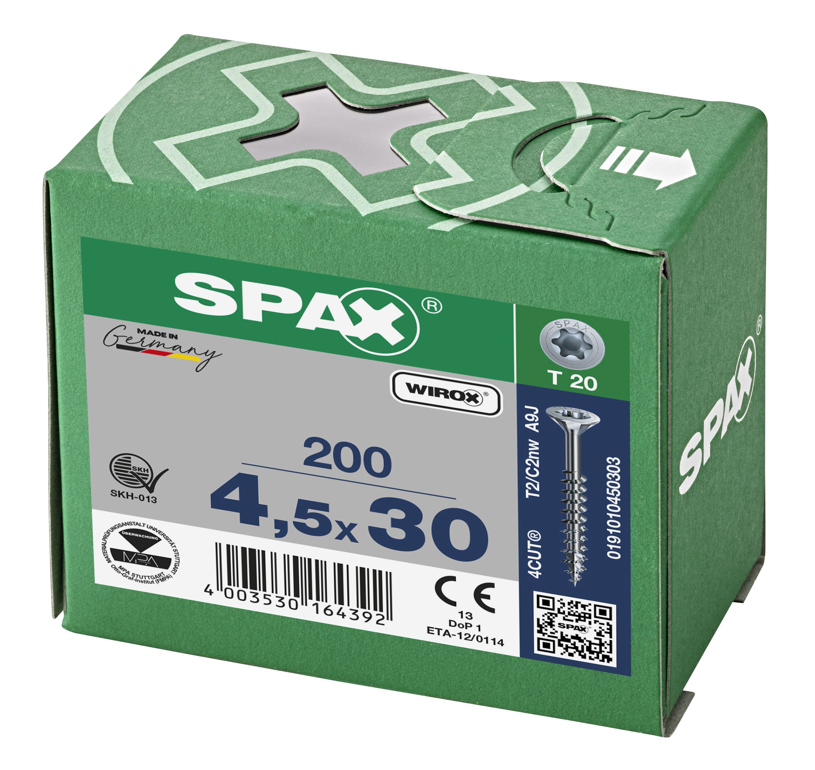 CABEZA MÚLTIPLE PLANA SPAX T-STAR PLUS T20 ROSCA PARCIAL WIROX 200 UD.