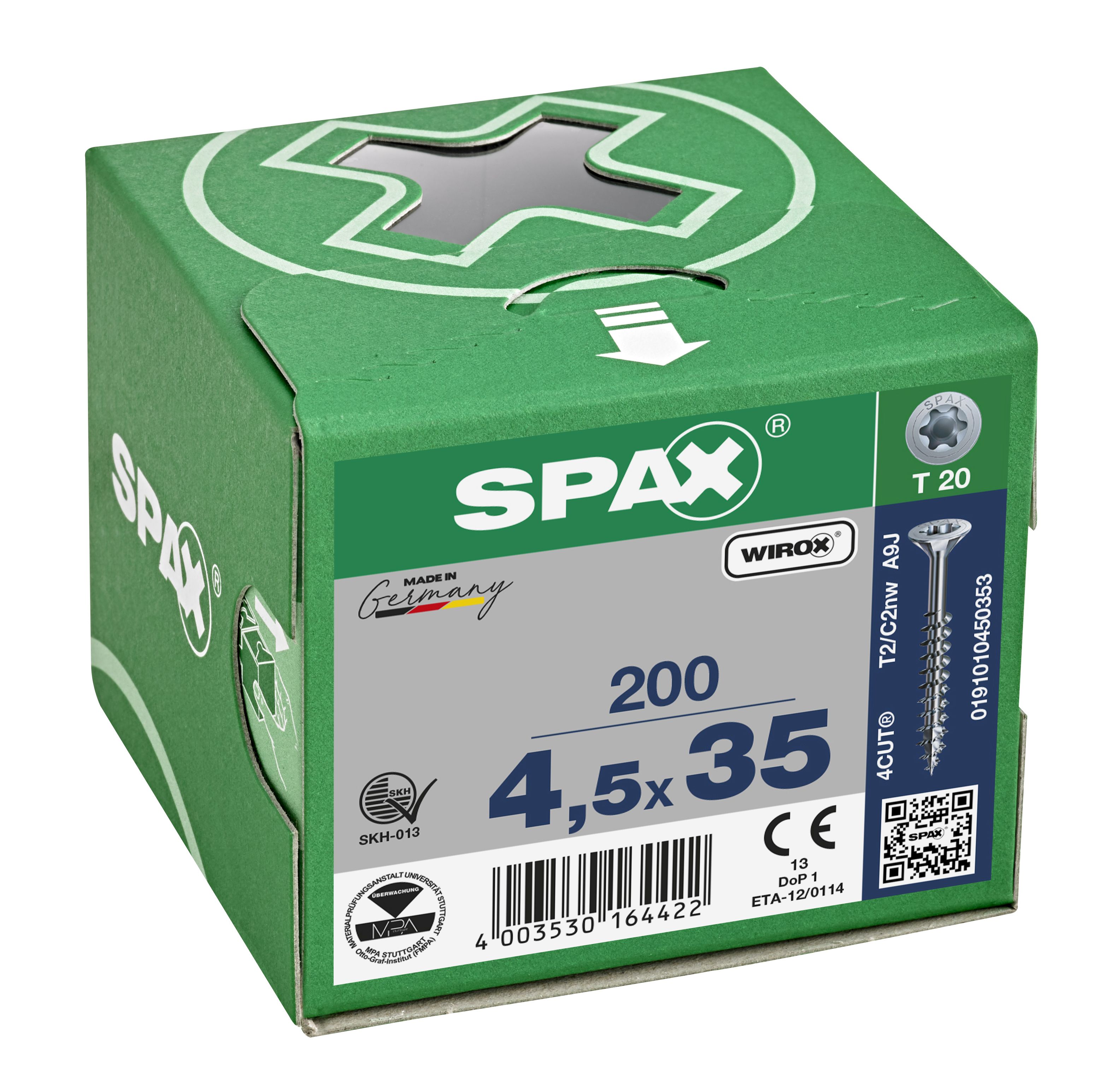 CABEZA MÚLTIPLE PLANA SPAX T-STAR PLUS T20 ROSCA PARCIAL WIROX 200 UD.