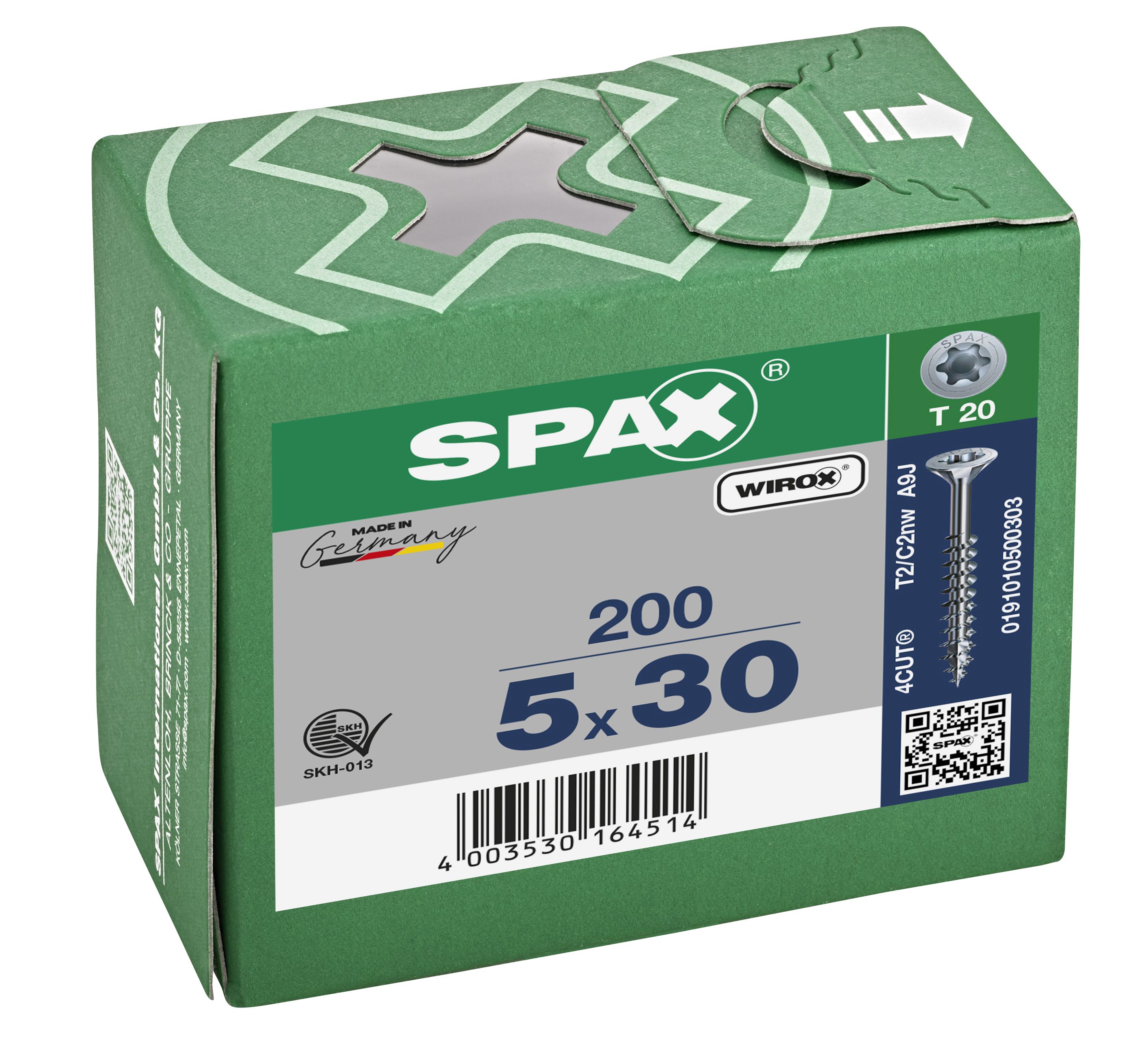 CABEZA MÚLTIPLE PLANA SPAX T-STAR PLUS T20 ROSCA PARCIAL WIROX 200 UD.