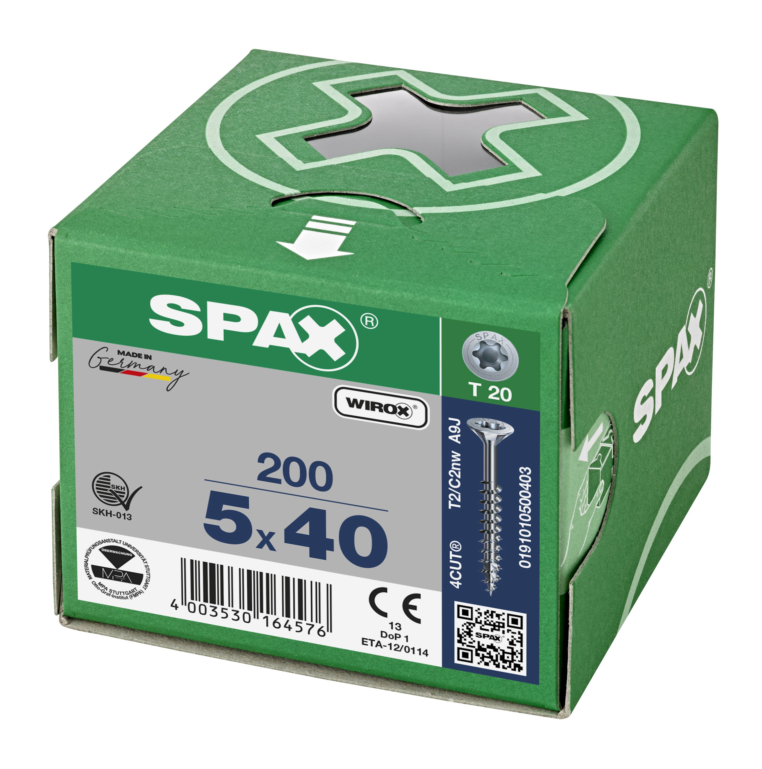 CABEZA MÚLTIPLE PLANA SPAX T-STAR PLUS T20 ROSCA PARCIAL WIROX 200 UD.