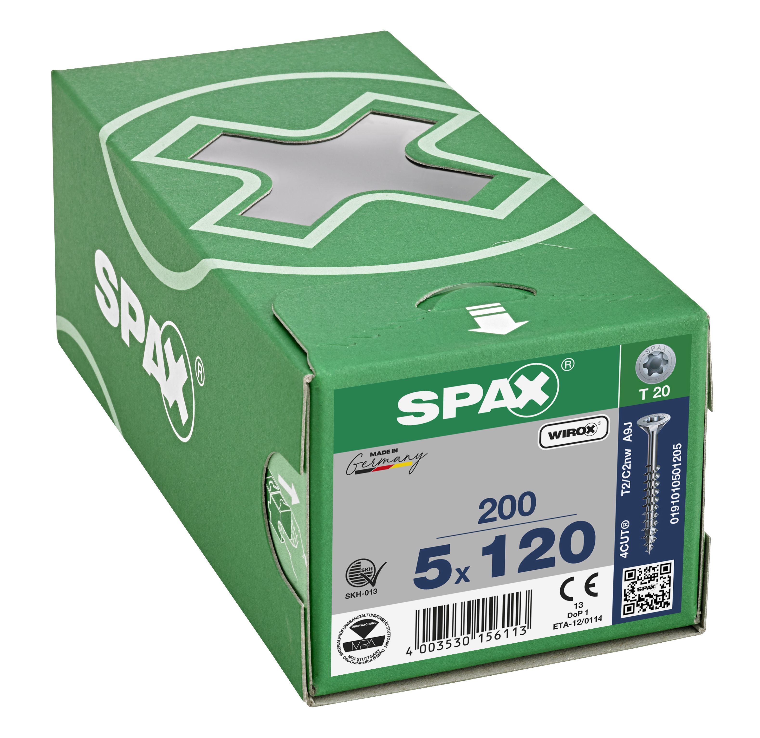 CABEZA MÚLTIPLE PLANA SPAX T-STAR PLUS T20 ROSCA PARCIAL WIROX 200 UD.