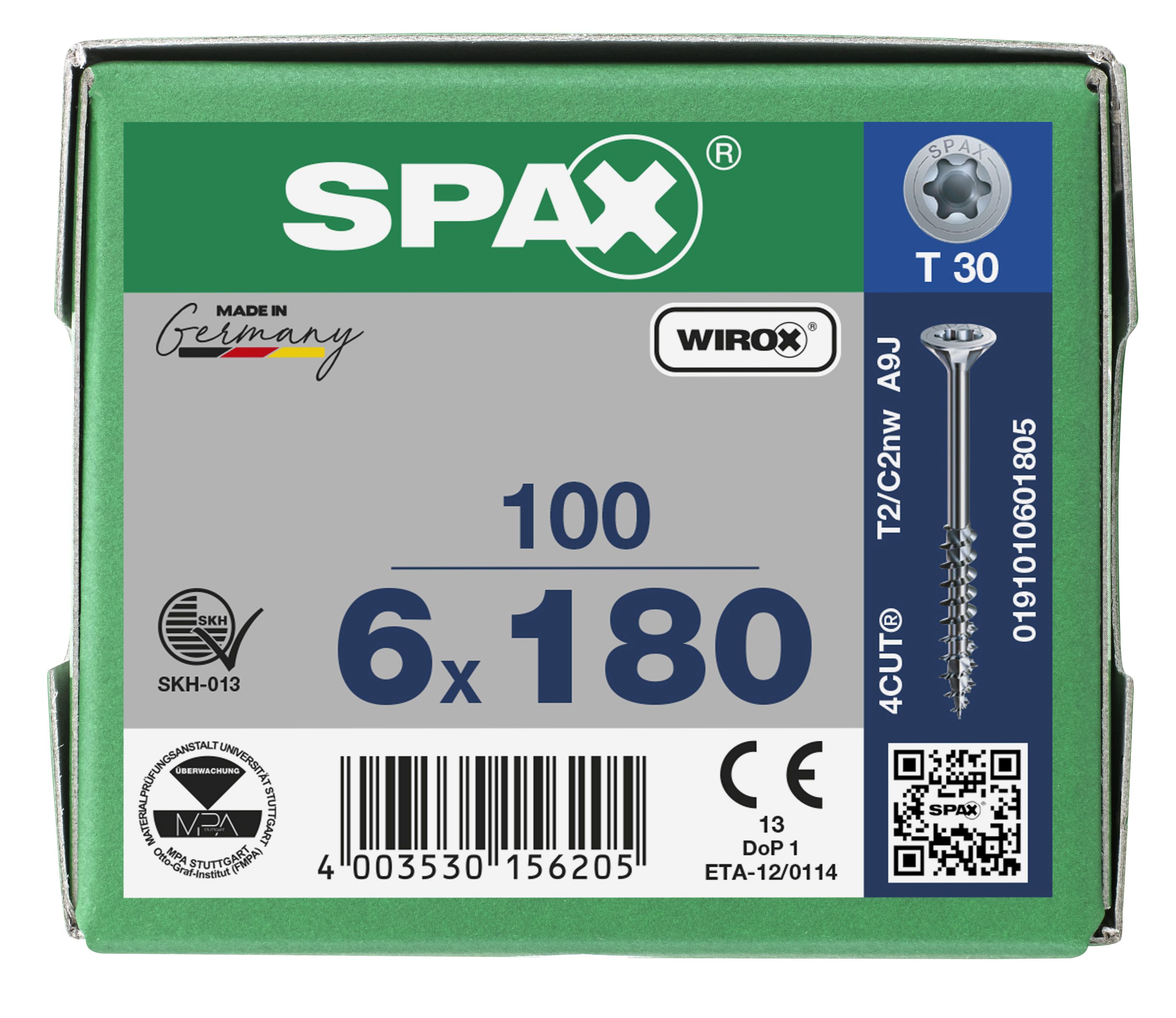 CABEZA MÚLTIPLE PLANA SPAX NERVIOS DE FRENADO T-STAR PLUS T30 ROSCA PARCIAL WIROX 100 UD.