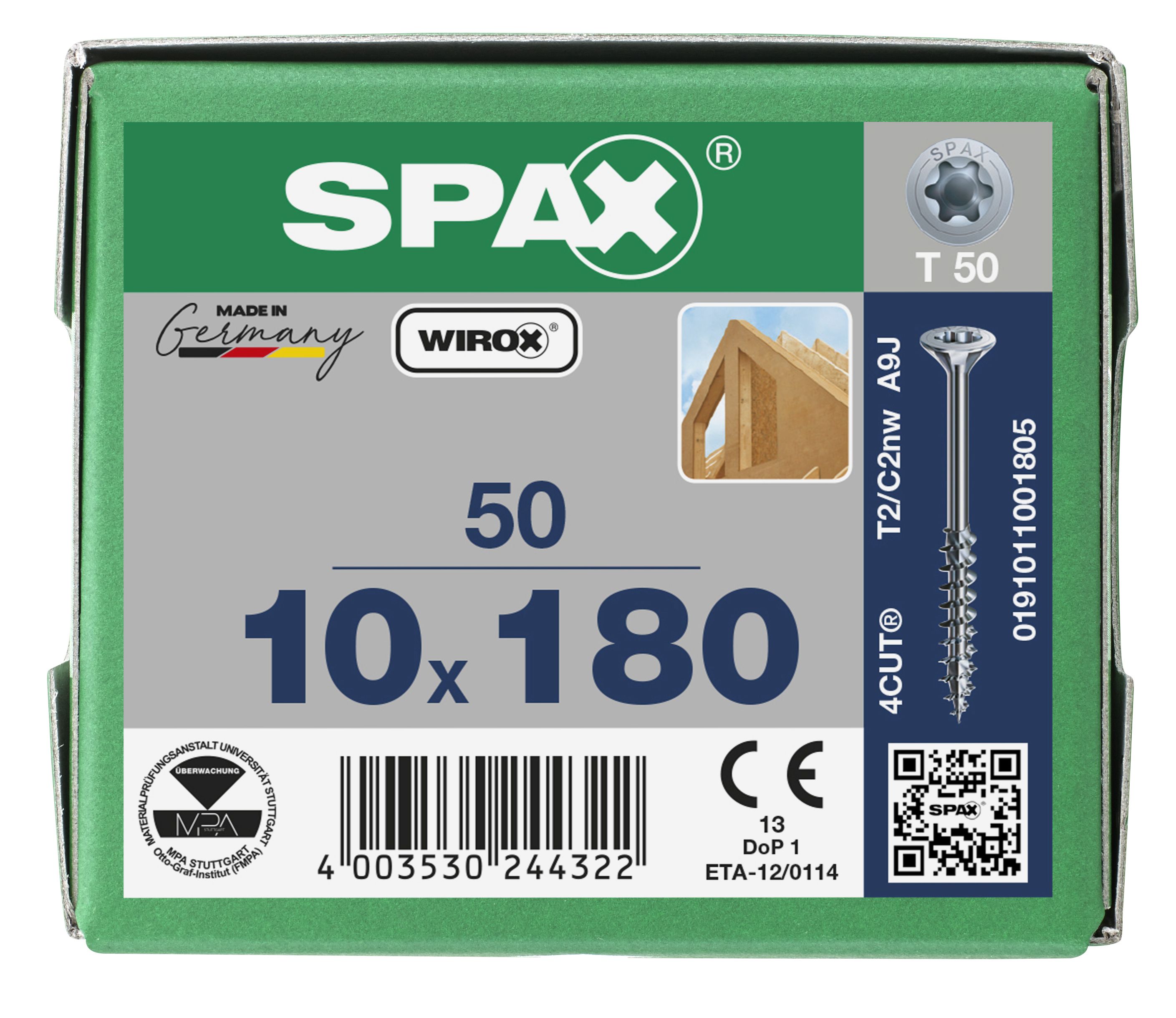 CABEZA MÚLTIPLE PLANA SPAX T-STAR PLUS T50 ROSCA PARCIAL WIROX 50 UD.