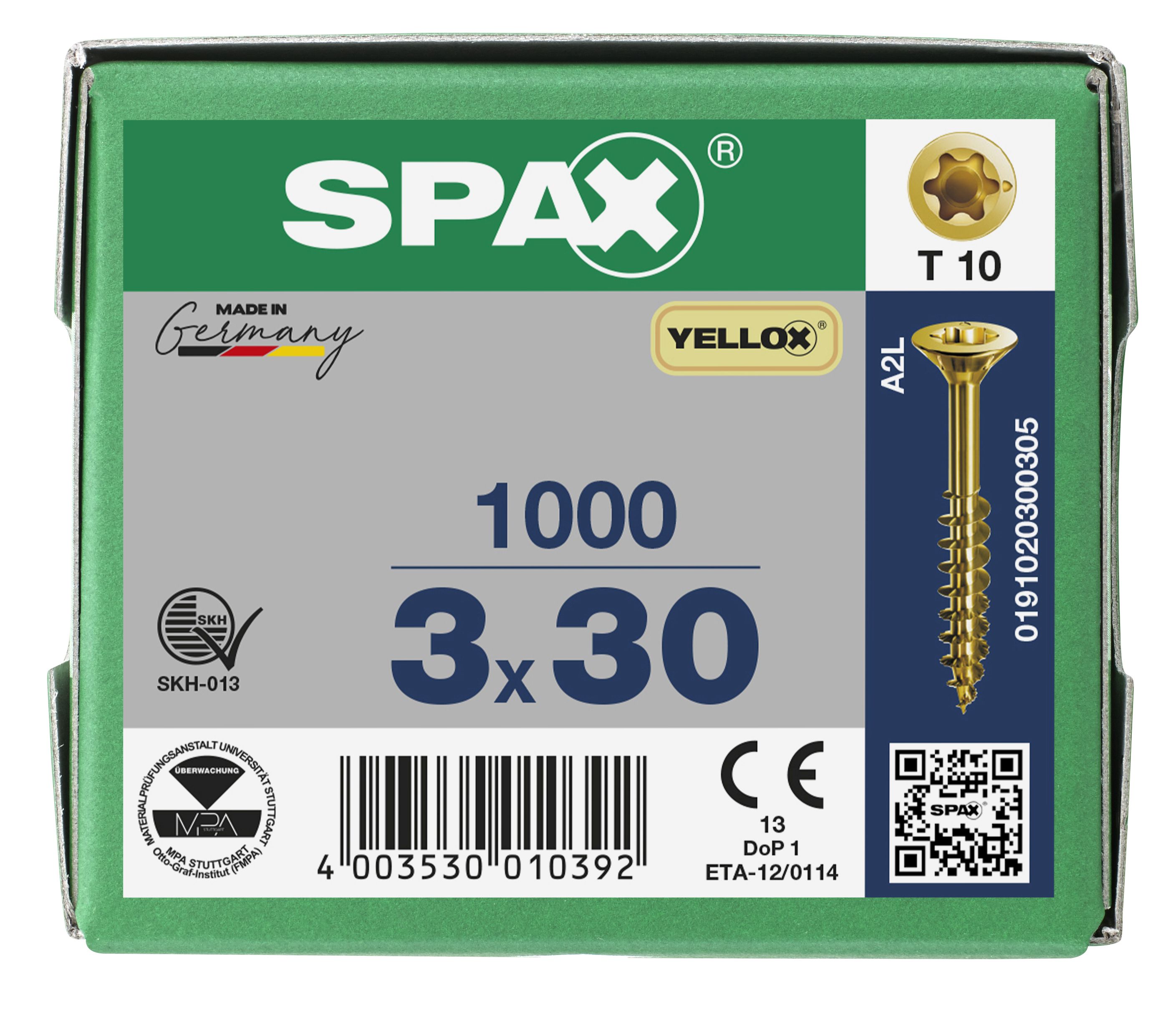 CABEZA PLANA SPAX-S NERVIOS DE FRENADO T-STAR PLUS T10 ROSCA PARCIAL YELLOX 1000 UD.