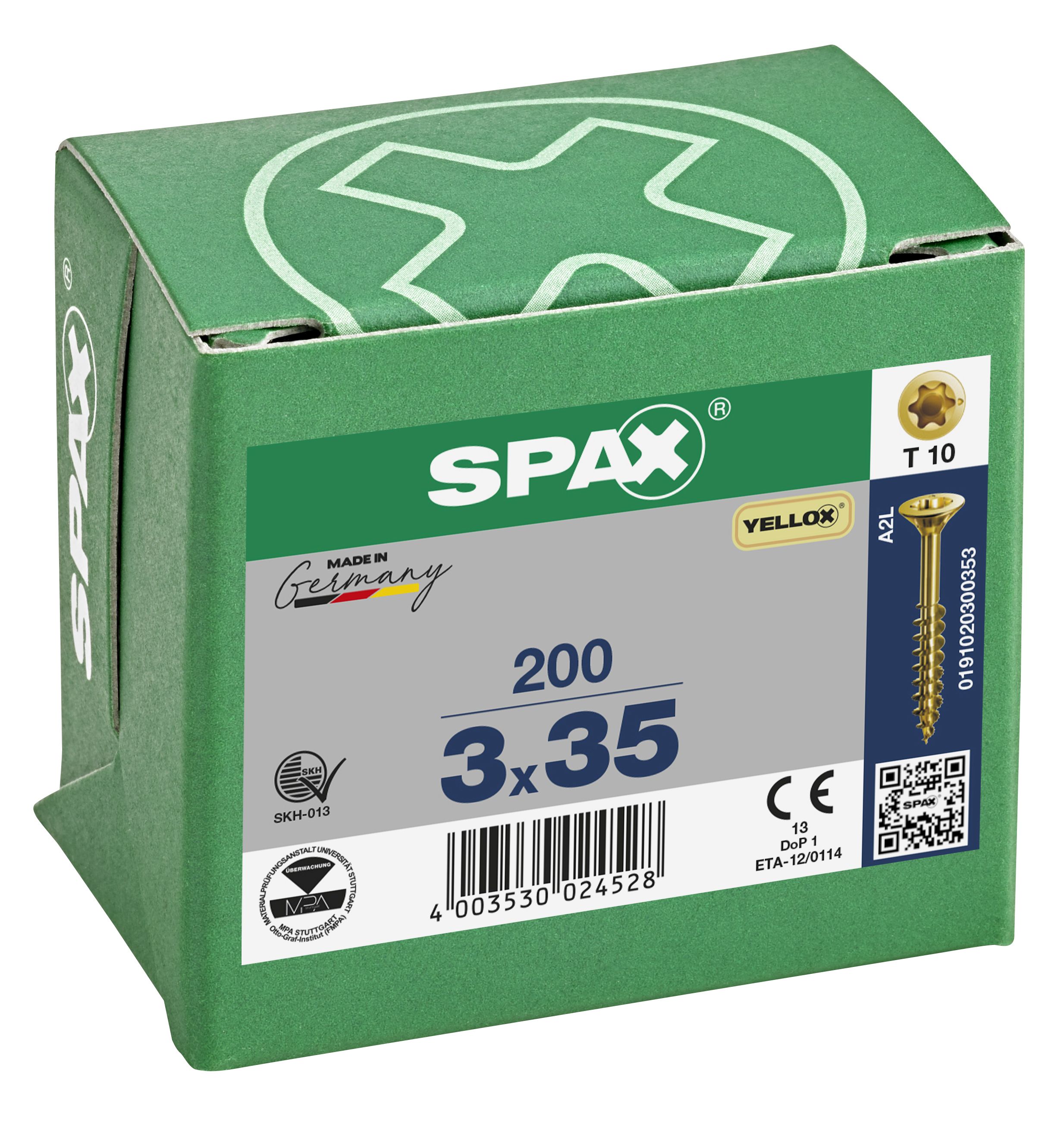 CABEZA PLANA SPAX-S NERVIOS DE FRENADO T-STAR PLUS T10 ROSCA PARCIAL YELLOX 200 UD.